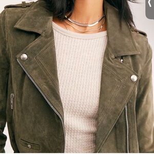 SL8 Olive Green Suede Moto Jacket Small‎